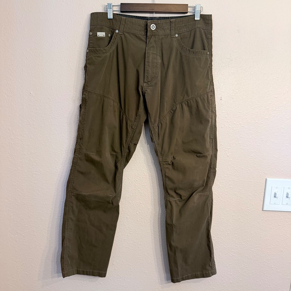 Kuhl Radikl Mens 32x28 Hiking Pants Khaki Brown Articulated Knee Work Trousers